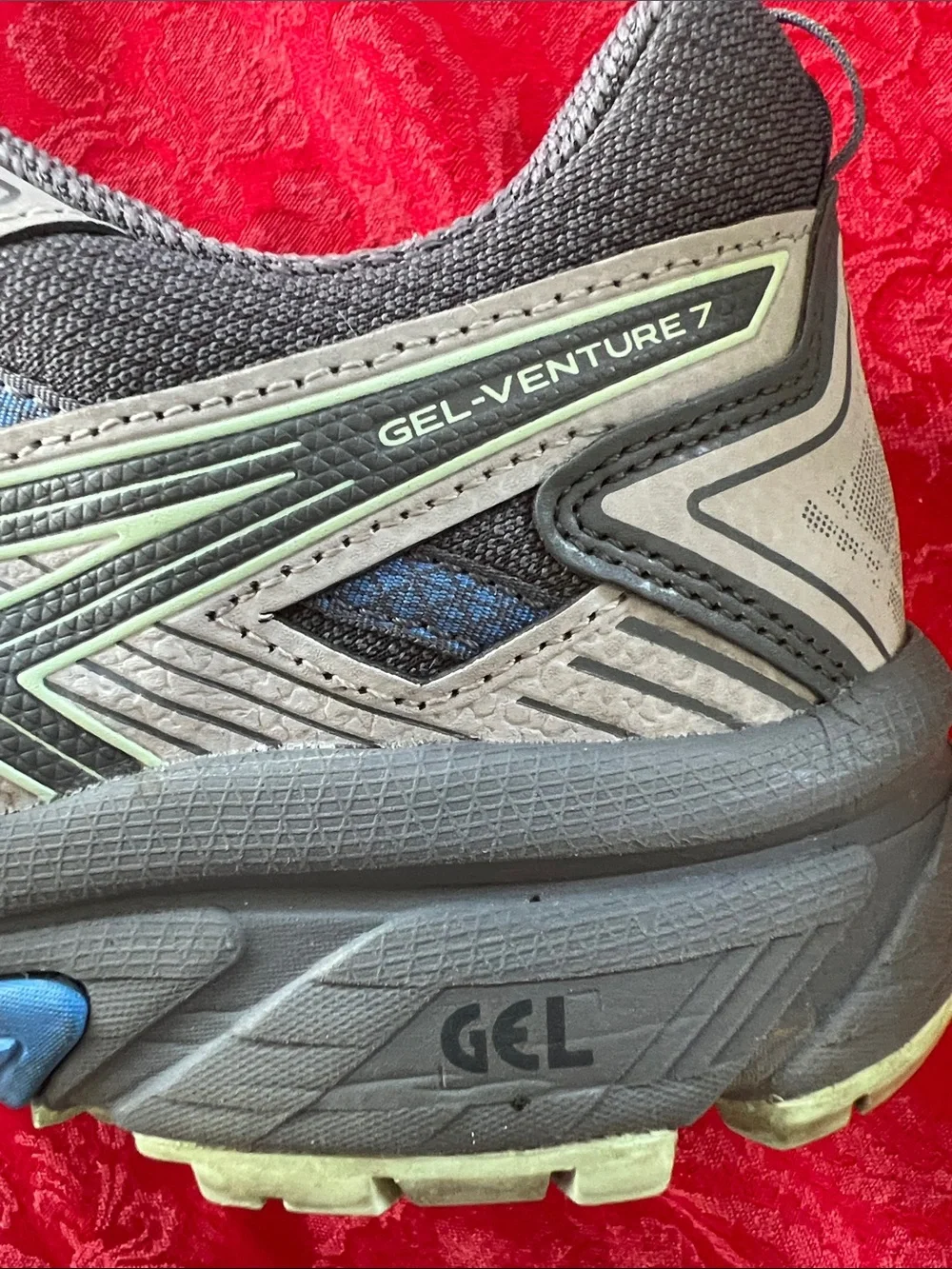 ASICS GEL-Venture 7 Trail Running Shoes Gray Blue Womens 8.5 Wide Hiking